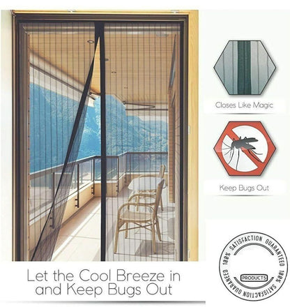 Door Curtain-Mesh Screen Net Home Magnetic Foldable Anti Mosquito Door Curtains (Pack of 2)